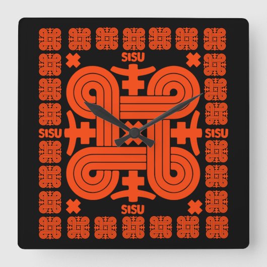 Finnische Sisu Art Quadratische Wanduhr (Vorderseite)