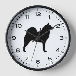 Finnische Spitz-Hunde-Silhouette Uhr