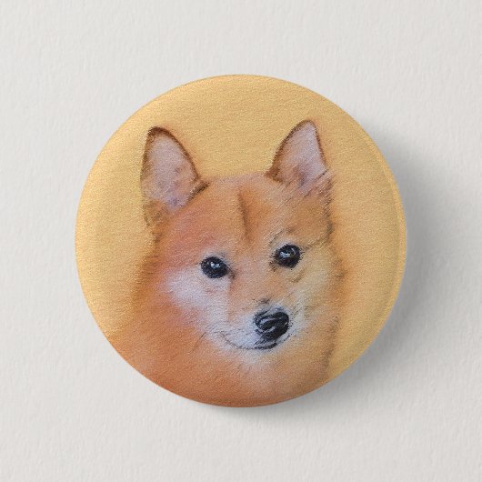 Finnische Spitz-Malerei - Niedliche Originalkunst Button (Vorderseite)