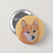 Finnische Spitz-Malerei - Niedliche Originalkunst Button (Vorne & Hinten)