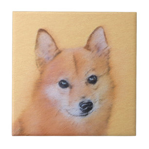 Finnische Spitz-Malerei - Niedliche Originalkunst  Fliese