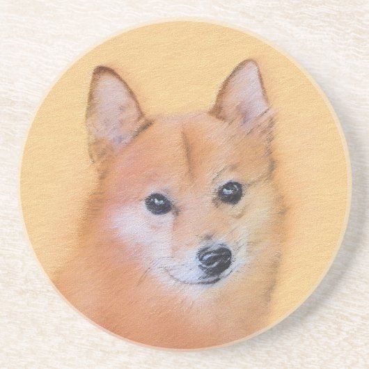 Finnische Spitz-Malerei - Niedliche Originalkunst Getränkeuntersetzer (Vorne)