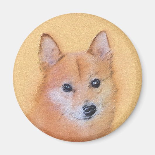 Finnische Spitz-Malerei - Niedliche Originalkunst  Magnet (Vorne)
