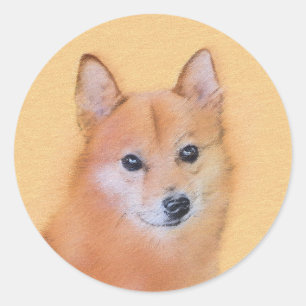 Finnische Spitz-Malerei - Niedliche Originalkunst  Runder Aufkleber