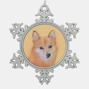 Finnische Spitz-Malerei - Niedliche Originalkunst  Schneeflocken Zinn-Ornament