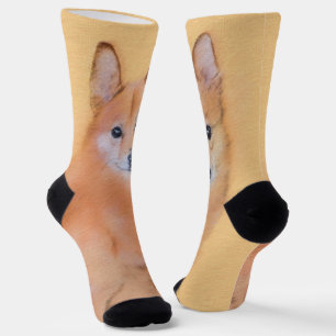Finnische Spitz-Malerei - Niedliche Originalkunst  Socken