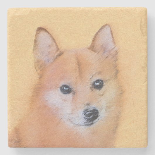 Finnische Spitz-Malerei - Niedliche Originalkunst  Steinuntersetzer (Vorderseite)