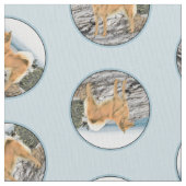 Finnische Spitz Seashore Malerei Original Hundesch Stoff (Nahaufnahme)