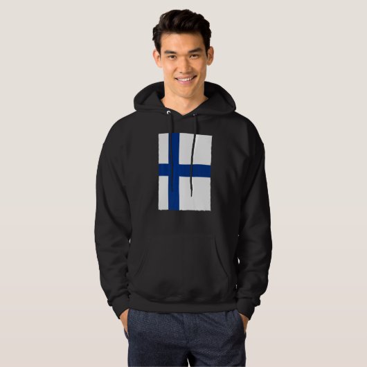 Finnische Staatsflagge Hoodie (Vorne ganz)