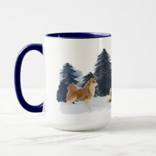 Finnische Tasse Lapphund Watercolor