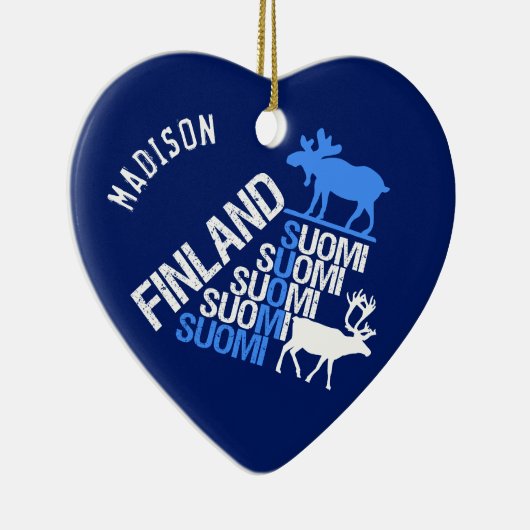 Finnischer Elch- und Rentierdekor Keramik Ornament (Rechts)