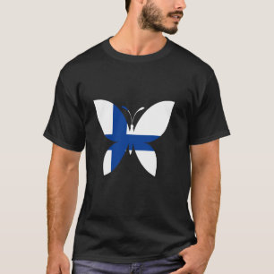 Finnischer Flaggen Schmetterling Finnische Wurzeln T-Shirt