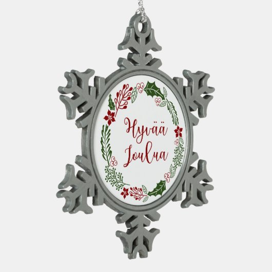 Finnischer Heiligabend, Hyvää joulua Schneeflocken Zinn-Ornament (Links)