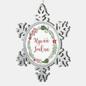 Finnischer Heiligabend, Hyvää joulua Schneeflocken Zinn-Ornament (Rechts)