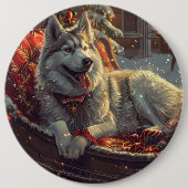 Finnischer Laphund Dog Weihnachtsfest Button (Vorderseite)