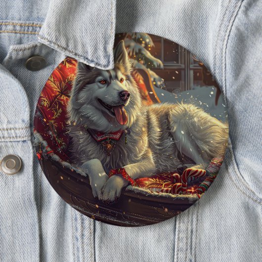 Finnischer Laphund Dog Weihnachtsfest Button (Beispiel)