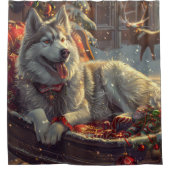 Finnischer Laphund Dog Weihnachtsfest Duschvorhang (Vorderseite)