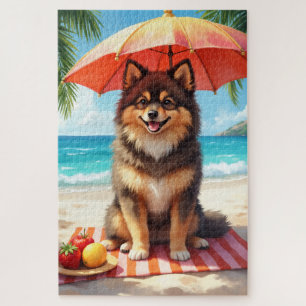 Finnischer Lapphund am Strand Puzzle