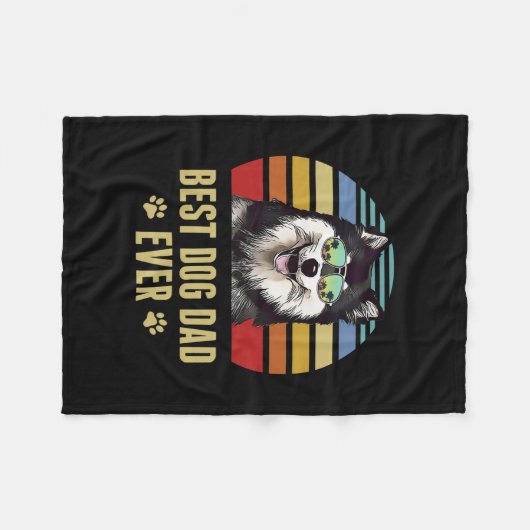 Finnischer Lapphund Bester Hund Vater je Retro Sun Fleecedecke (Vorderseite (Horizontal))