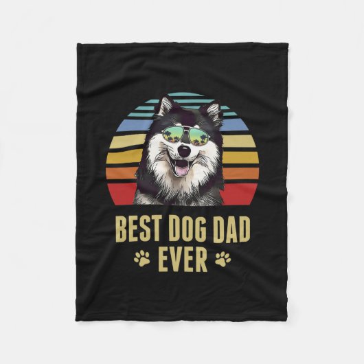 Finnischer Lapphund Bester Hund Vater je Retro Sun Fleecedecke (Vorderseite)