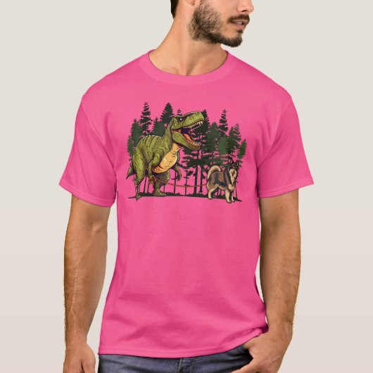 Finnischer Lapphund Dinosaur T-Rex Walking Funny D T-Shirt (Vorderseite)