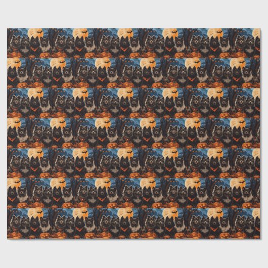 Finnischer Lapphund Halloween Spooky Geschenkpapier (Flach)
