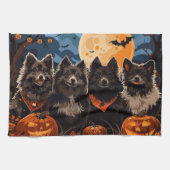 Finnischer Lapphund Halloween Spooky Geschirrtuch (Horizontal)