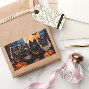 Finnischer Lapphund Halloween Spooky Rechteckiger Aufkleber