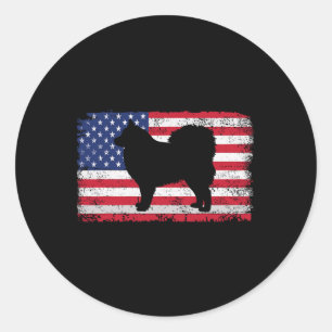 Finnischer Lapphund Hund 4. Juli Patriotische Amer Runder Aufkleber