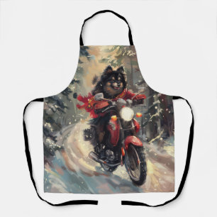 Finnischer Lapphund Hund fährt Motorrad Weihnachte Schürze