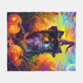 Finnischer Lapphund Hund Halloween Hexe und Kürbis Fleecedecke (Vorderseite (Horizontal))
