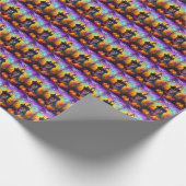 Finnischer Lapphund Hund Halloween Hexe und Kürbis Geschenkpapier (Ecke)