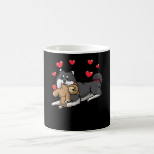 Finnischer Lapphund Hund mit ausgestopftem Tier Kaffeetasse