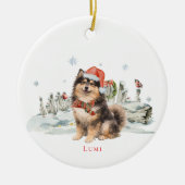 Finnischer Lapphund-Hund Monogramm Keramik Ornament (Vorne)