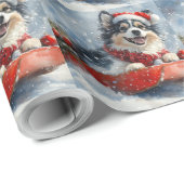 Finnischer Lapphund in Sledge Let it Snow Christma Geschenkpapier (Rolleneckpunkt)