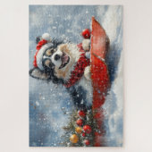 Finnischer Lapphund in Sledge Let it Snow Christma Puzzle (Vertikal)