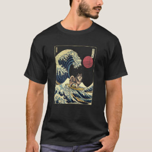 Finnischer Lapphund Japanische Kanagawa Welle Surf T-Shirt