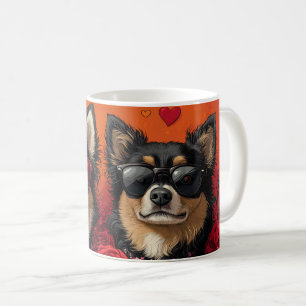 Finnischer Lapphund mit Herzrosen zum Valentinstag Kaffeetasse