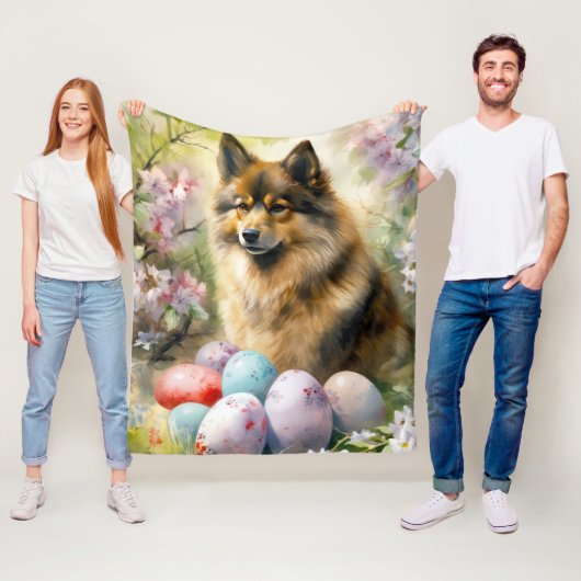 Finnischer Lapphund mit Ostereiern Fleecedecke (Beispiel)