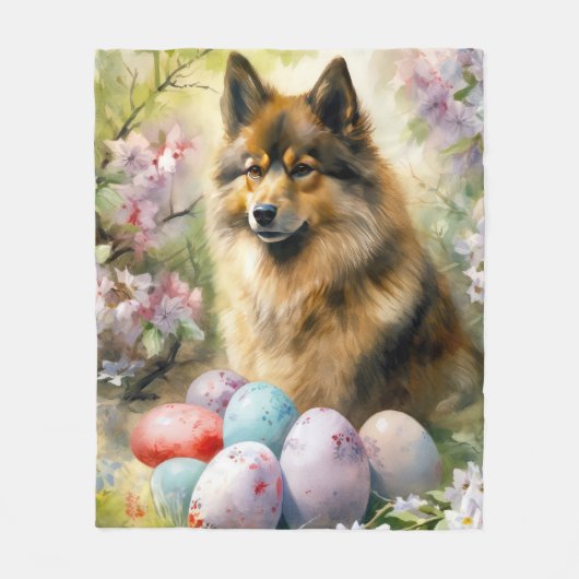 Finnischer Lapphund mit Ostereiern Fleecedecke (Vorderseite)