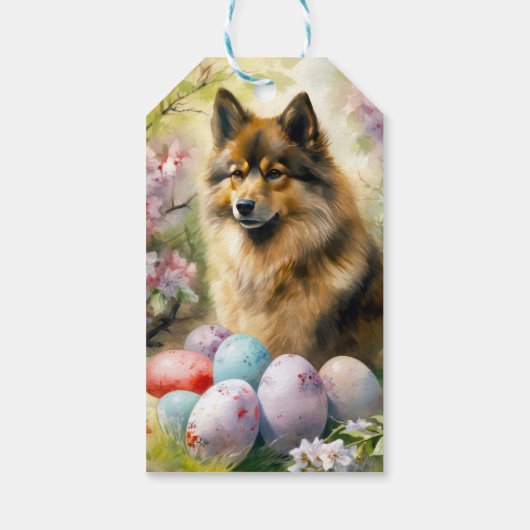 Finnischer Lapphund mit Ostereiern Geschenkanhänger (Rückseite)