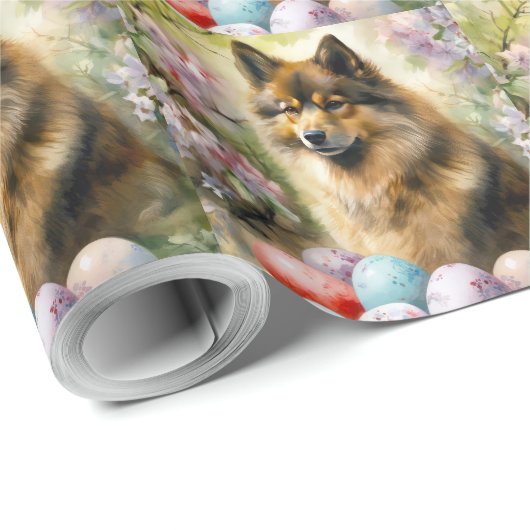 Finnischer Lapphund mit Ostereiern Geschenkpapier (Rolleneckpunkt)