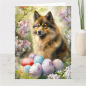 Finnischer Lapphund mit Ostereiern Karte (Vorderseite)