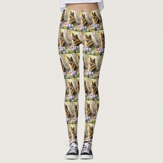 Finnischer Lapphund mit Ostereiern Leggings (Vorderseite)