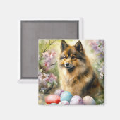 Finnischer Lapphund mit Ostereiern Magnet (Vorderseite/Rückseite)