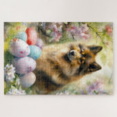 Finnischer Lapphund mit Ostereiern Puzzle (Horizontal)