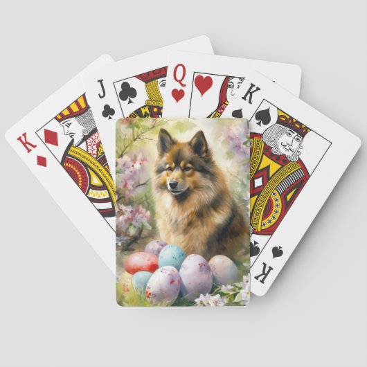 Finnischer Lapphund mit Ostereiern Spielkarten (Rückseite)