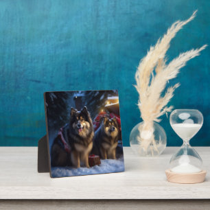 Finnischer Lapphund Schnee-Schlitten-Weihnachtsdek Fotoplatte