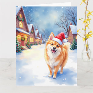 Finnischer Lapphund Schneedorfgemeinde Weihnachtsm Karte