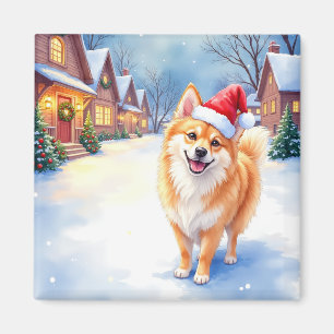 Finnischer Lapphund Schneedorfgemeinde Weihnachtsm Magnet